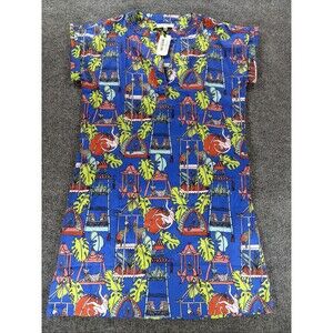 Jaye's Studio Menagerie Luxe Sateen Day Dress Blue Small (6-8) Animals Birds